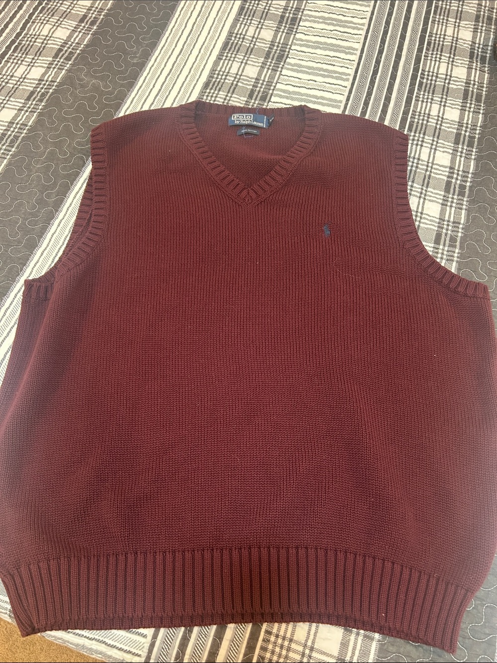 Polo by Ralph Lauren Burgundy V-Neck Knit Sweater Vest